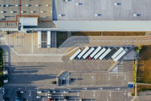 Trucks at distribution hub