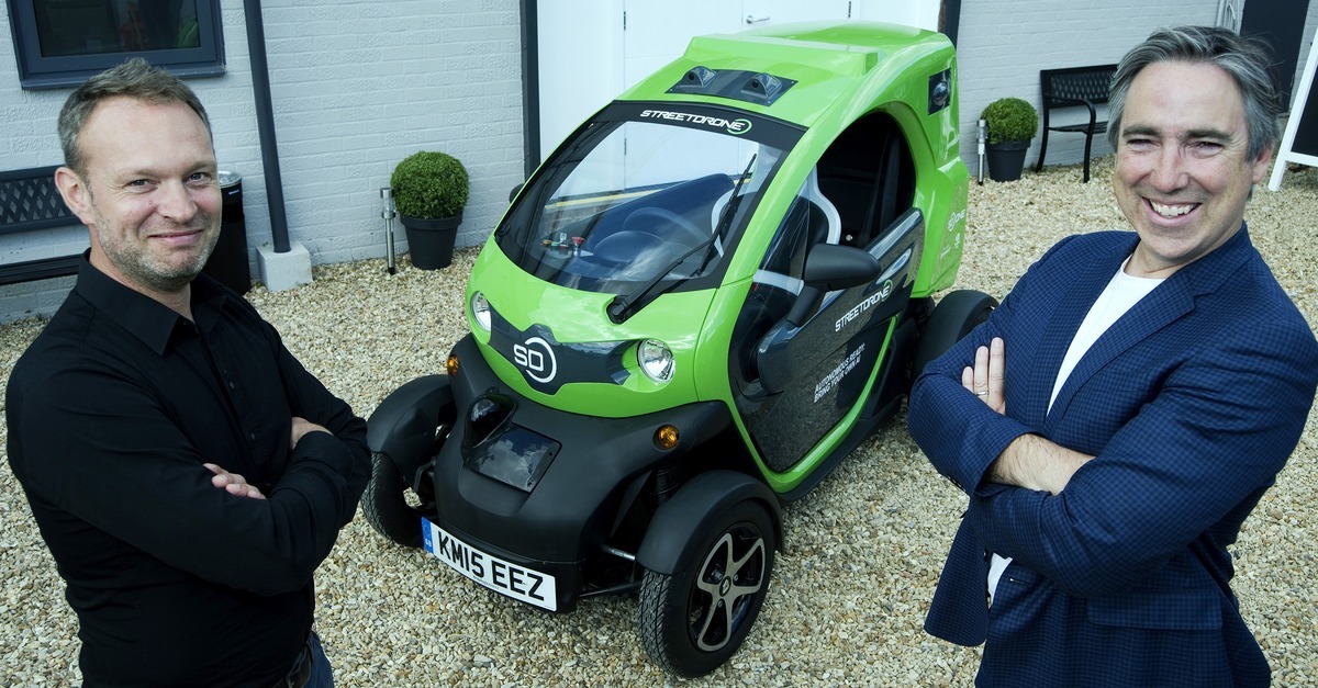Mark and Mike with Arnold the Twizy