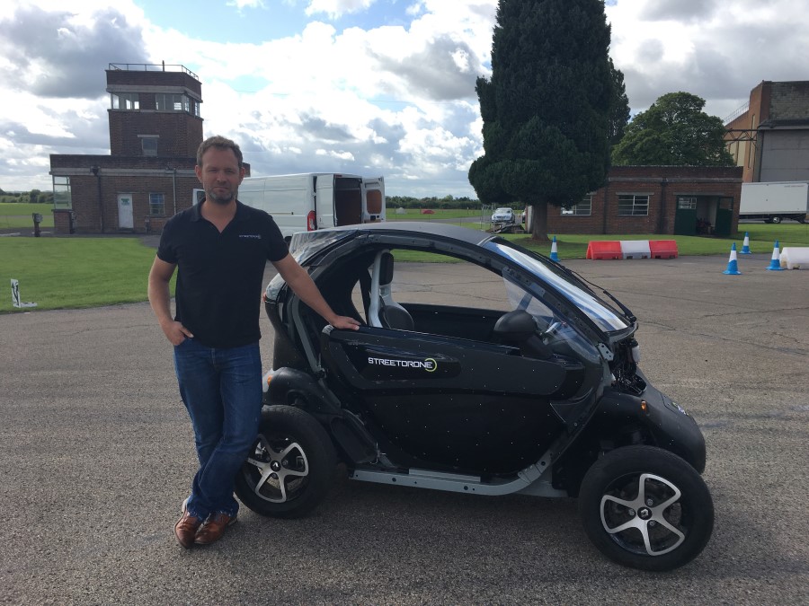 Mike with Twizy at test track